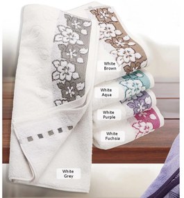 Πετσέτα Ερατώ Λευκό-Μπέζ DimCol Body 70x140cm 100% Cotton