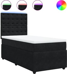 vidaXL Κρεβάτι Boxspring με Στρώμα Μαύρο 90x200 εκ. Βελούδινο