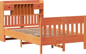 vidaXL Σκελετός Κρεβ. Χωρίς Στρώμα Καφέ Κεριού 135x190 εκ Μασίφ Πεύκο