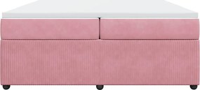 vidaXL Κρεβάτι Boxspring με Στρώμα Ροζ 200x200 εκ. Βελούδινο