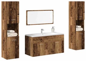 Σετ Επίπλων Μπάνιου 4Τεμαχίων Παλιό Ξύλο από Επεξεργασμένο Ξύλο