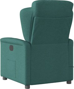 vidaXL Πολυθρόνα Μασάζ Ανακλινόμενη Σκούρο Πράσινο Υφασμάτινη