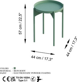 Τραπεζάκι Σαλονιού Πράσινο SHB 44x44x57
