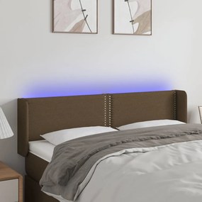 vidaXL Κεφαλάρι Κρεβατιού LED Σκούρο Καφέ 147x16x78/88 εκ. Υφασμάτινο