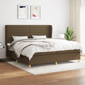 vidaXL Κρεβάτι Boxspring με Στρώμα Σκούρο Καφέ 200x200 εκ. Υφασμάτινο