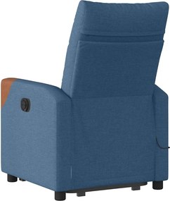 vidaXL Πολυθρόνα Μασάζ Ανακλινόμενη με Ανύψωση Μπλε Υφασμάτινη