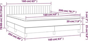vidaXL Κρεβάτι Boxspring με Στρώμα Μαύρο 160x200 εκ. Υφασμάτινο