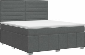 vidaXL Κρεβάτι box spring με στρώμα Σκούρο Γκρι 140 x 200 cm Ύφασμα