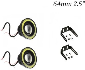 Σετ Φώτα - Προβολείς Ομίχλης Αυτοκινήτου 40W IP65 με Στεφάνι COB Angel Eye Ψυχρό Λευκό 64mm 2.5" 2 τμχ WD-0154