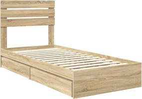 vidaXL Κρεβάτι Αποθήκης Δρύς Sonoma 75 x 190 cm Επεξεργασμένο ξύλο