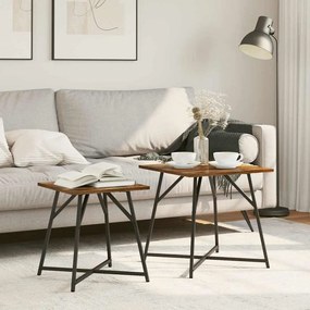 vidaXL Σετ βοηθητικά τραπεζάκια 2 pcs Φουσκωτό δρυς και Μαύρο