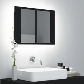 Καθρέφτης Μπάνιου με Ντουλάπι LED Μαύρος 60x12x45 εκ. Ακρυλικός - Μαύρο