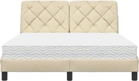 vidaXL Κρεβάτι με Στρώμα Κρεμ 120x200 εκ. Υφασμάτινο