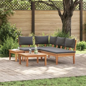 vidaXL Σετ Παγκάκι Κήπου 4 pcs Καφέ και Σκούρο γκρι και Καφέ