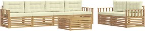 vidaXL Σειρά Καναπέ Εξωτερικού 7 pcs Λευκό και Κρεμ Πολυεστέρας