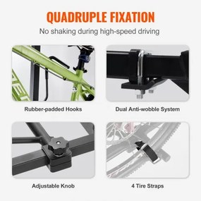 VEVOR Hitch Mount Bike Rack, 2-Bike Platform Style, 160 LBS Max Capacity Bike Rack Hitch for 2-inch Receiver, Titling and Folding Bike Carrier with Tires up to 5&quot; Wide, for Car, SUV, Truck, RV, Rectangular interface