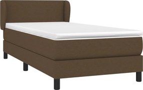 vidaXL Κρεβάτι Boxspring με Στρώμα Σκούρο Καφέ 100x200 εκ. Υφασμάτινο