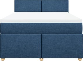 vidaXL Κρεβάτι Boxspring με Στρώμα Μπλε 160x200 εκ. Υφασμάτινο