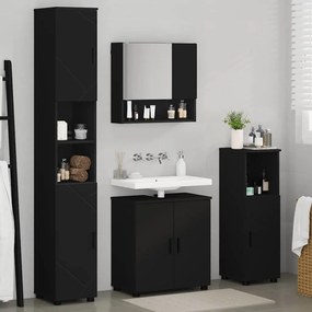 vidaXL Σετ Επίπλων Μπάνιου Επιτοίχιο 4 pcs Μαύρο 61 x 35 x 64 εκ.