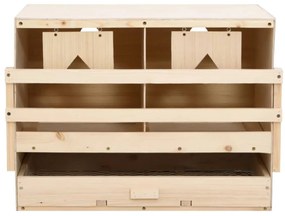 vidaXL Φωλιά για Κότες με 2 Θέσεις 63x40x45 εκ. από Μασίφ Ξύλο Πεύκου