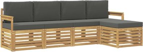 vidaXL Σειρά Καναπέ Εξωτερικού 5 pcs Άσπρο και Ανθρακί