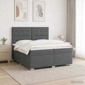 vidaXL Κρεβάτι box spring με στρώμα Σκούρο Γκρι 200 x 200 cm Ύφασμα