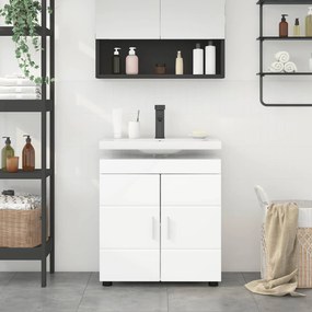 vidaXL Σετ Ντουλαπιών Μπάνιου TULUM Υψηλής γυαλάδας λευκό