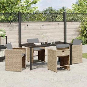 vidaXL Σέτ φαγητού για κήπο 5 pcs Μπεζ συνθετικό ρατάν