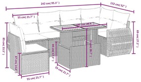 vidaXL Σαλόνι Κήπου Σετ 7 τεμ. Μπεζ Συνθετικό Ρατάν με Μαξιλάρια