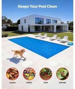 VEVOR Solar Pool Cover, 10.97 x 4.88m Rectangle Pool Bubble Cover, 12 Mil Pools Solar Blanket with Bubble &amp; PE Material, Daytime Heat Absorption, Nighttime Heat Retention, Heat Retaining Solars Covers, Blue