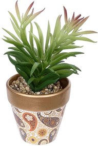 Τεχνητό Φυτό Σε Κασπώ Succulent Crassula 21046 Φ12x20cm Multi GloboStar Clay,Polyethylene