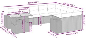 vidaXL Σετ Καναπέ Κήπου 10 τεμ. Μπεζ Συνθετικό Ρατάν με Μαξιλάρια