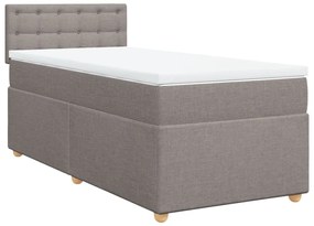 vidaXL Κρεβάτι Boxspring με Στρώμα Taupe 90x200 εκ. Υφασμάτινο