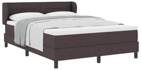 vidaXL Κρεβάτι Box Spring με Στρώμα Σκούρο Καφέ 140x200 εκ. Υφάσμα