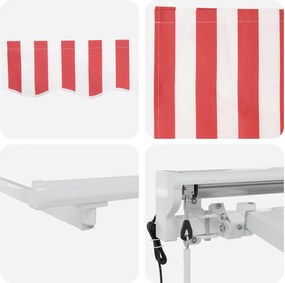 vidaXL Ηλεκτρικό Αναδιπλούμενο Σκίαστρο Κόκκινο και Λευκό 3 x 2,5 μ