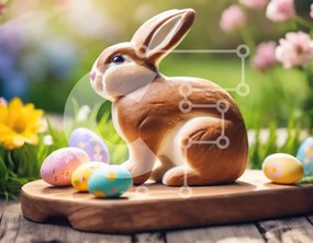 Intra Συλλεκτικό Ξύλινο Παζλ Plywood 4mm - Ειδώλιο λαγουδάκι του Πάσχα με πολύχρωμα αυγά Σε Ξύλινο Κουτί - Διαστάσεις Puzzle: 10x10 cm – 25 κομμάτια