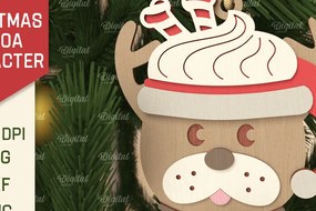 Σετ των 3 Intra απο ξύλο plywood 3mm-4mm πάχος Τρισδιάστατη με χριστουγεννιάτικο κακάο Δίασταση 8x8 cm INTRAFABR-105753761