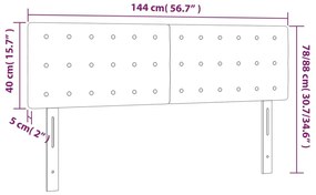 Κεφαλάρι Κρεβατιού LED Κρεμ 144x5x78/88 εκ. Υφασμάτινο - Κρεμ