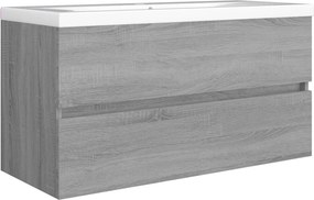 vidaXL Ντουλάπι Νιπτήρα Γκρι Sonoma 90x38,5x45 εκ. Επεξεργασμένο Ξύλο