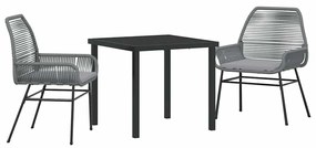 vidaXL Σέτ φαγητού για κήπο 3 pcs Γκρι συνθετικό ρατάν