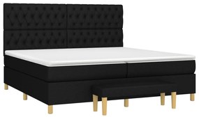 vidaXL Κρεβάτι Boxspring με Στρώμα Μαύρο 200x200 εκ. Υφασμάτινο