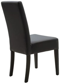 Καρέκλα Ditta pakoworld PU ανθρακί-πόδι μασίφ ξύλο wenge