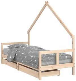 Πλαίσιο Παιδικού Κρεβατιού με Συρτάρια 80x200 εκ. Ξύλο Πεύκου - Καφέ