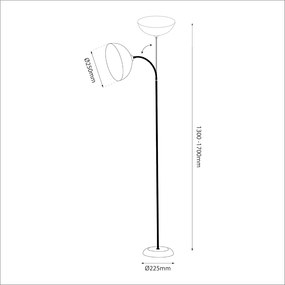 Επιδαπέδιο Φωτιστικό Zack 170cm Λευκό με Λευκή Καμπάνα