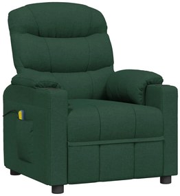 vidaXL Πολυθρόνα Μασάζ Σκούρο Πράσινο Υφασμάτινη