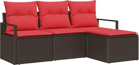 vidaXL Σετ Καναπέ 4 pcs Καφέ συνθετικό ρατάν