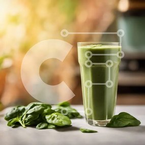 Intra Συλλεκτικό Ξύλινο Παζλ Plywood  4mm - Πράσινο Smoothie με φύλλα σπανακιού Σε Ξύλινο Κουτί - Διαστάσεις: 10x10 cm – 25 κομμάτια