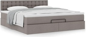 vidaXL Οθωμανικό κρεβάτι με στρώμα Taupe 180x200cm ύφασμα