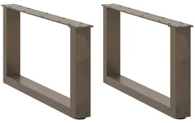 Πόδια Τραπεζιού Σαλονιού σε Σχήμα U 2 τεμ. από Φυσικό Ατσάλι 60x(30-31) εκ. Ατσάλι