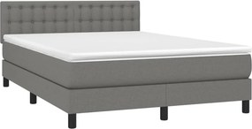 vidaXL Κρεβάτι Boxspring με Στρώμα Σκούρο Γκρι 140x190 εκ. Υφασμάτινο